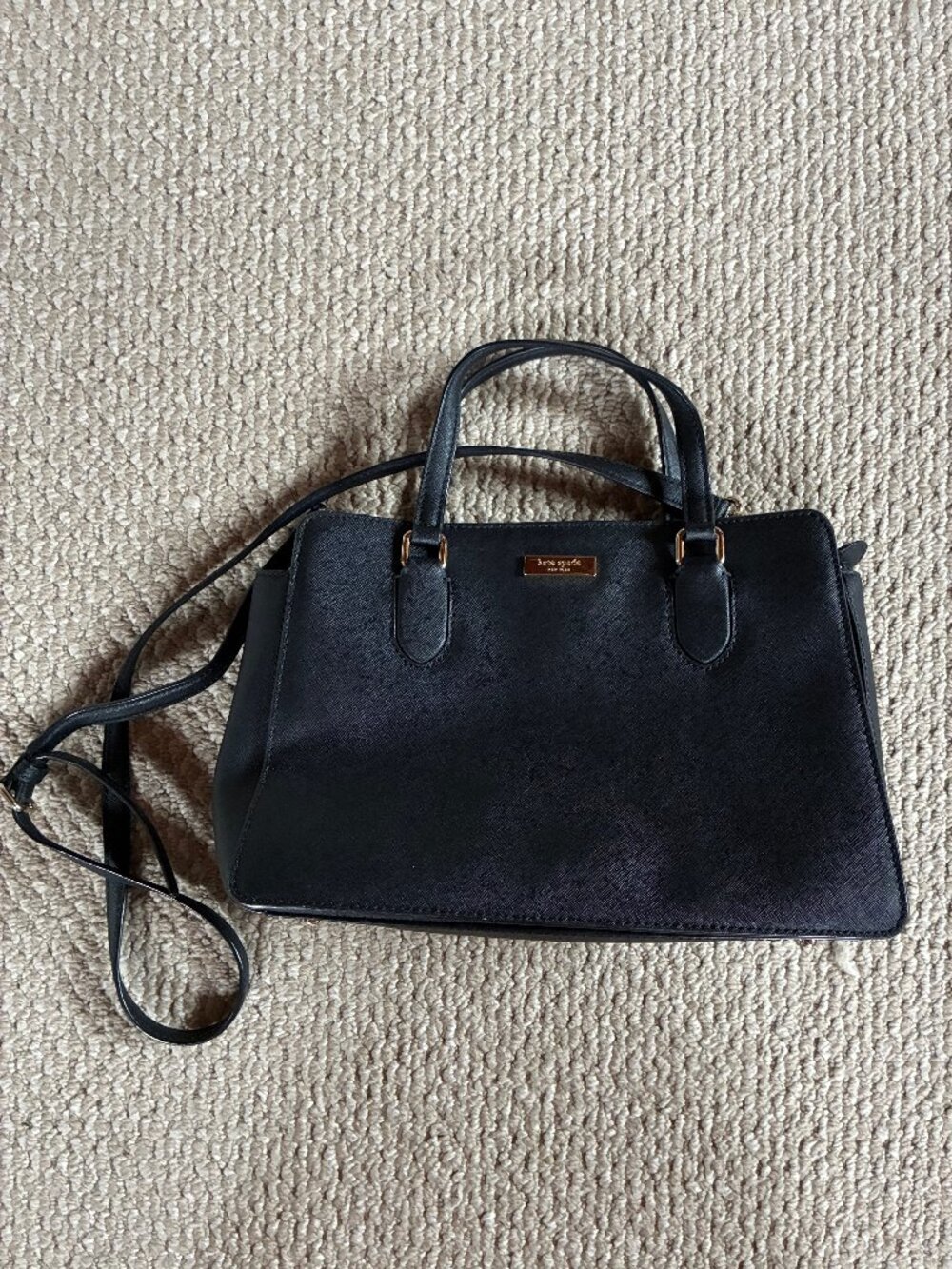 Kate Spade Laurel Way Reese Satchel Black Saffiano Leather Crossbody Shoulder